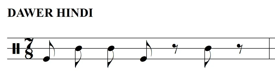 Notación del ritmo Dawer Hindi